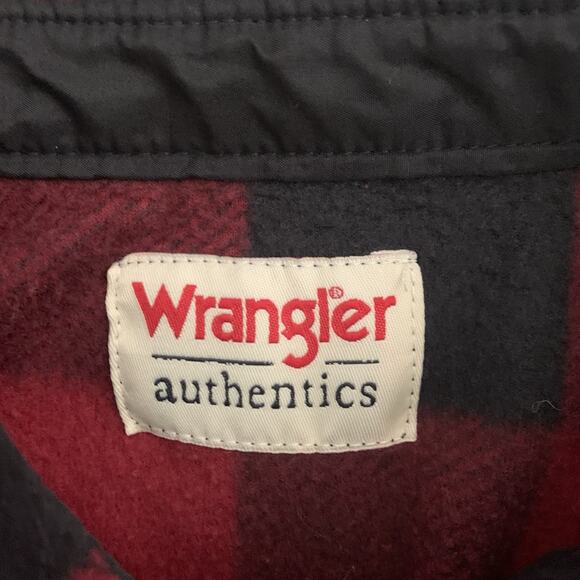 Wrangler Authentics Buffalo Plaid Fleece Shirt Mens XL Button Up Red Black Soft - Picture 2 of 6